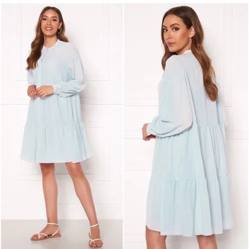 SAMSOE Light Blue Tiered Midi Dress